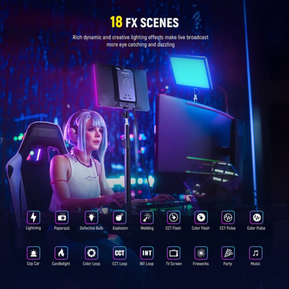NEEWER GL25C RGB Streaming Key Panel Light with Desk Stand