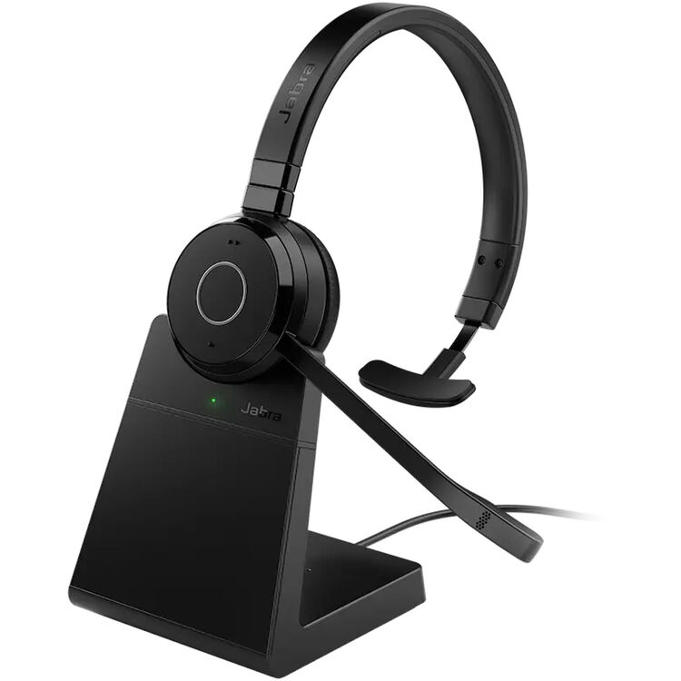 Jabra Evolve 65 TE UC Mono Bluetooth Headset with Stand