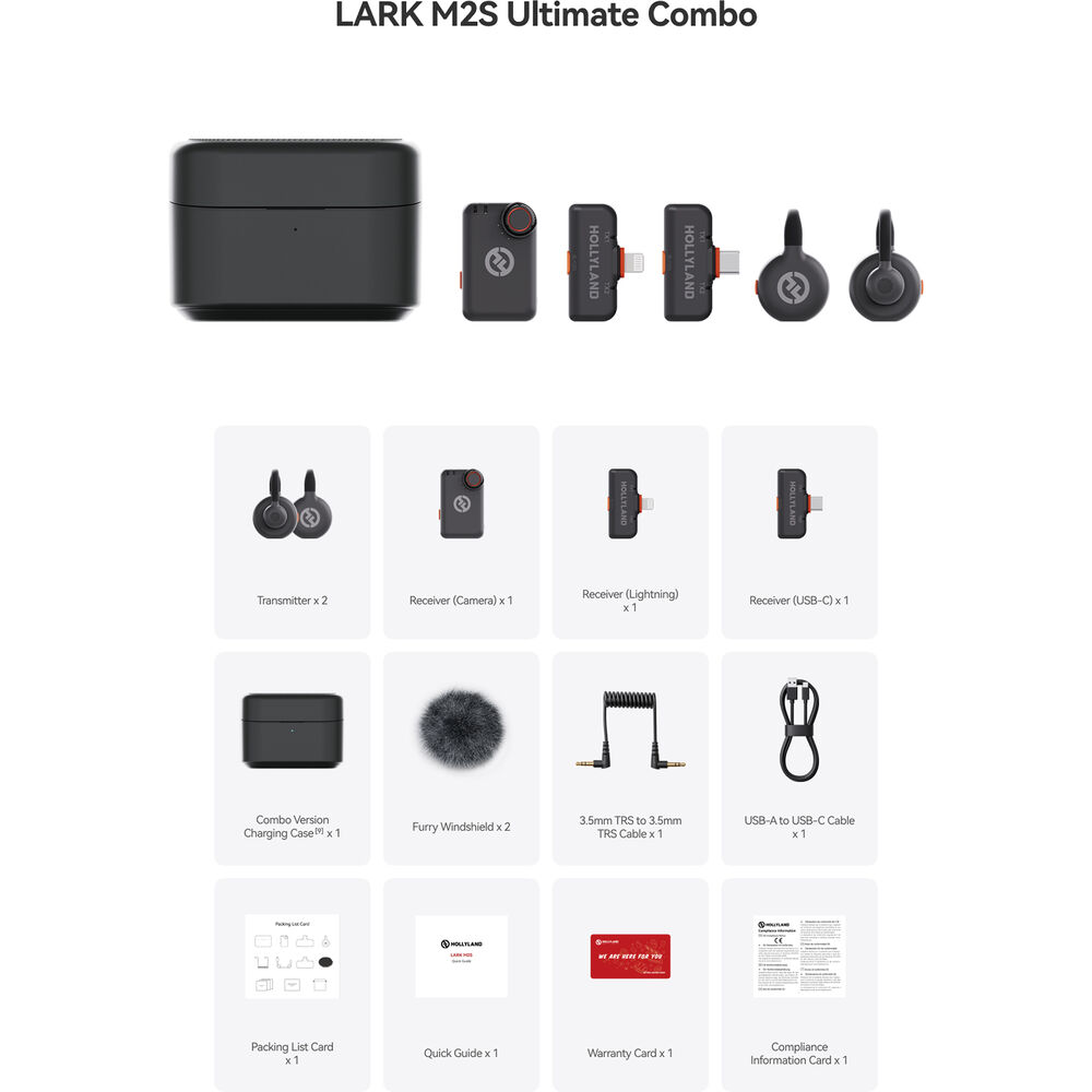 Hollyland Lark M2S Duo Wireless Microphone Ultimate Combo Kit(2 x TX + 3 x RX)