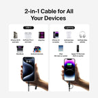 Belkin BoostCharge Pro 1.5m 2 in 1 Cable with USB-C and Lightning Connector (Black) 