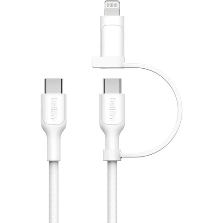 Belkin BoostCharge Pro 1.5m 2 in 1 Cable with USB-C and Lightning Connector (White) 