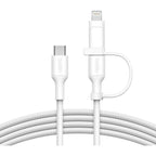 Belkin BoostCharge Pro 1.5m 2 in 1 Cable with USB-C and Lightning Connector (White) 