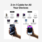 Belkin BoostCharge Pro 1.5m 2 in 1 Cable with USB-C and Lightning Connector (White) 