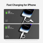 Belkin BoostCharge Pro 1.5m 2 in 1 Cable with USB-C and Lightning Connector (White) 