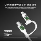 Belkin BoostCharge Pro 1.5m 2 in 1 Cable with USB-C and Lightning Connector (White) 
