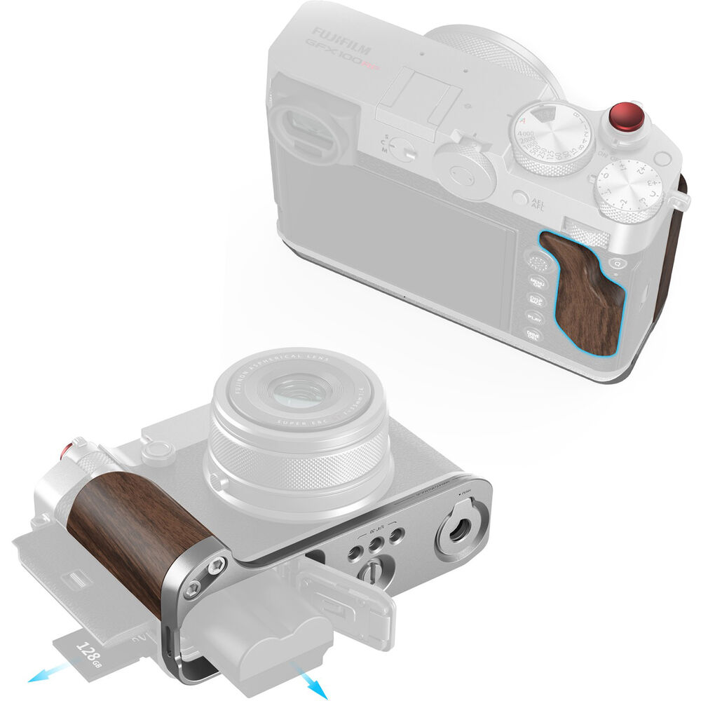 SmallRig L-Shape Mount Plate with Wooden Handle for FUJIFILM GFX100RF (Silver)