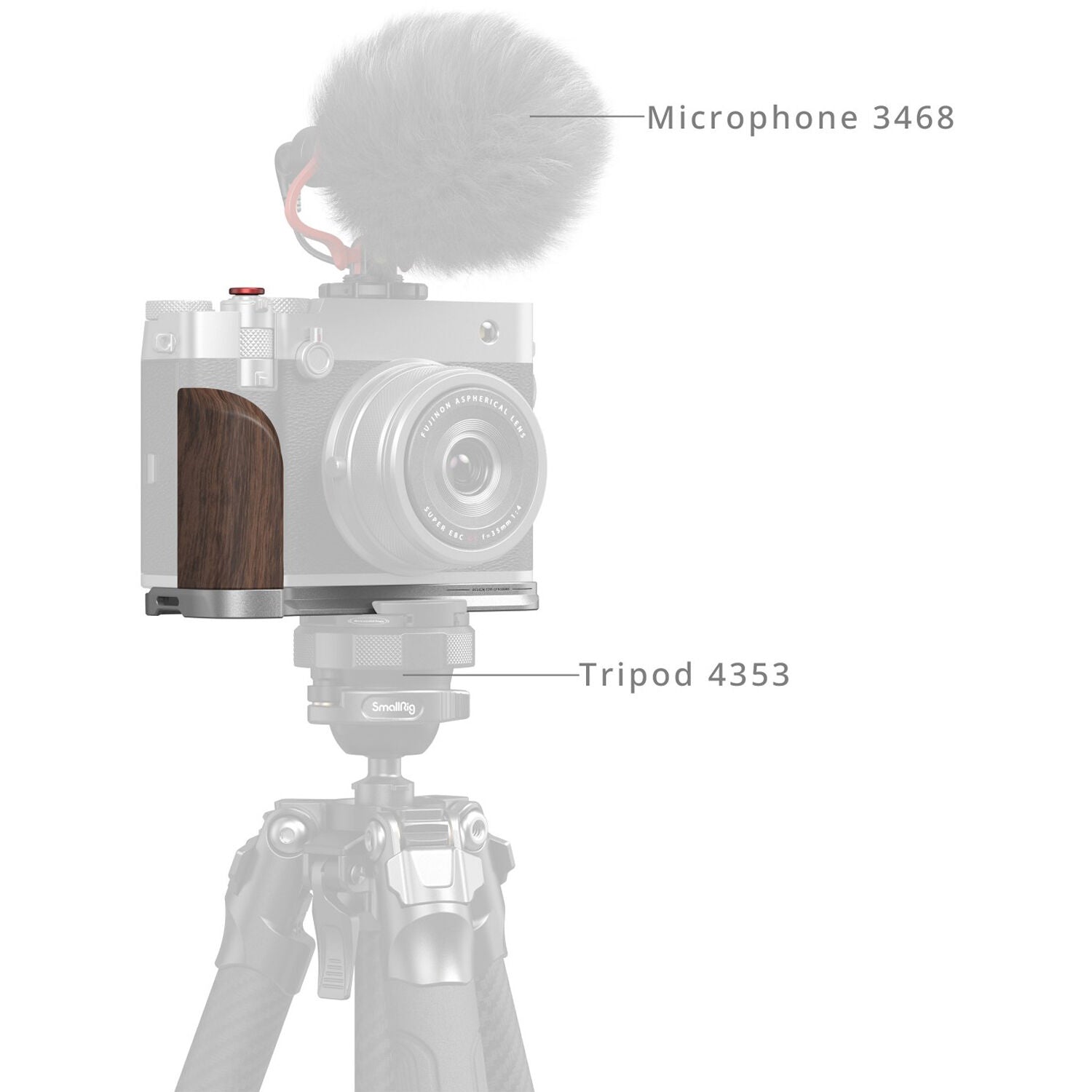 SmallRig L-Shape Mount Plate with Wooden Handle for FUJIFILM GFX100RF (Silver)