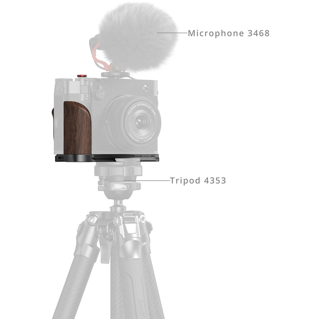  SmallRig L-Shape Mount Plate with Wooden Handle for FUJIFILM GFX100RF (Black) 5266 