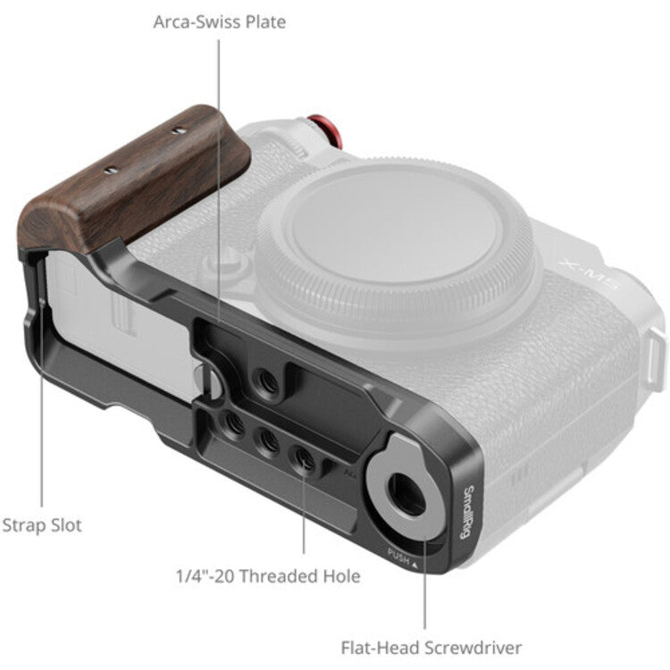 SmallRig L-Shape Mount Plate with Wooden Handle for FUJIFILM X-M5 (Black) 5260