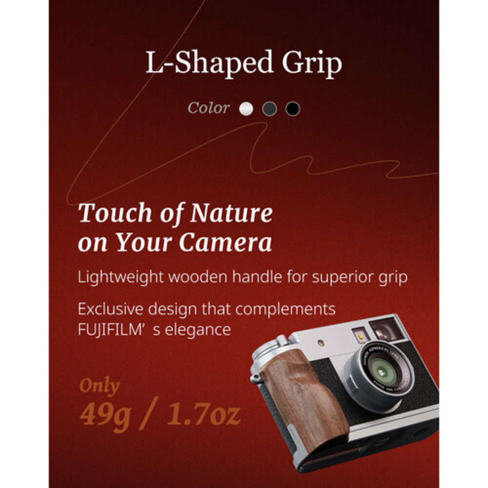 SmallRig L-Shaped Mount Plate with Wooden Handle for FUJIFILM X half (Silver) 5223