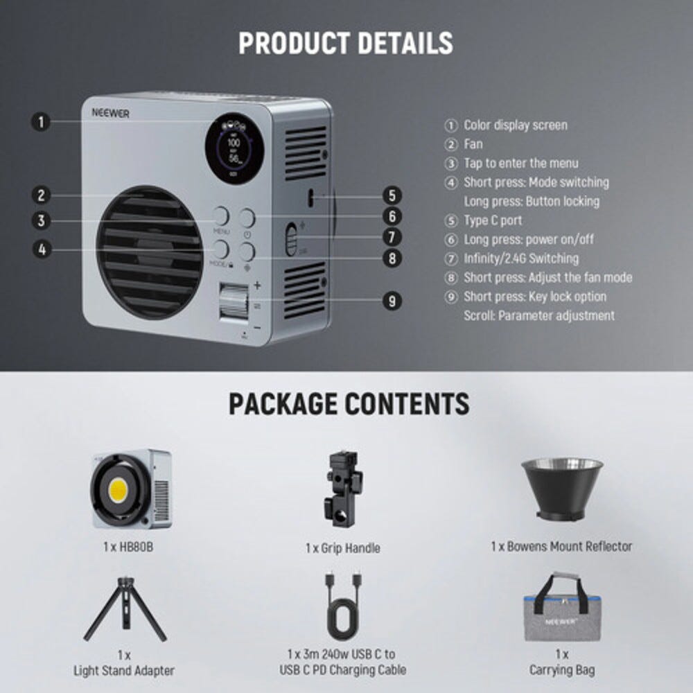 NEEWER HB80B Mini LED Video Light