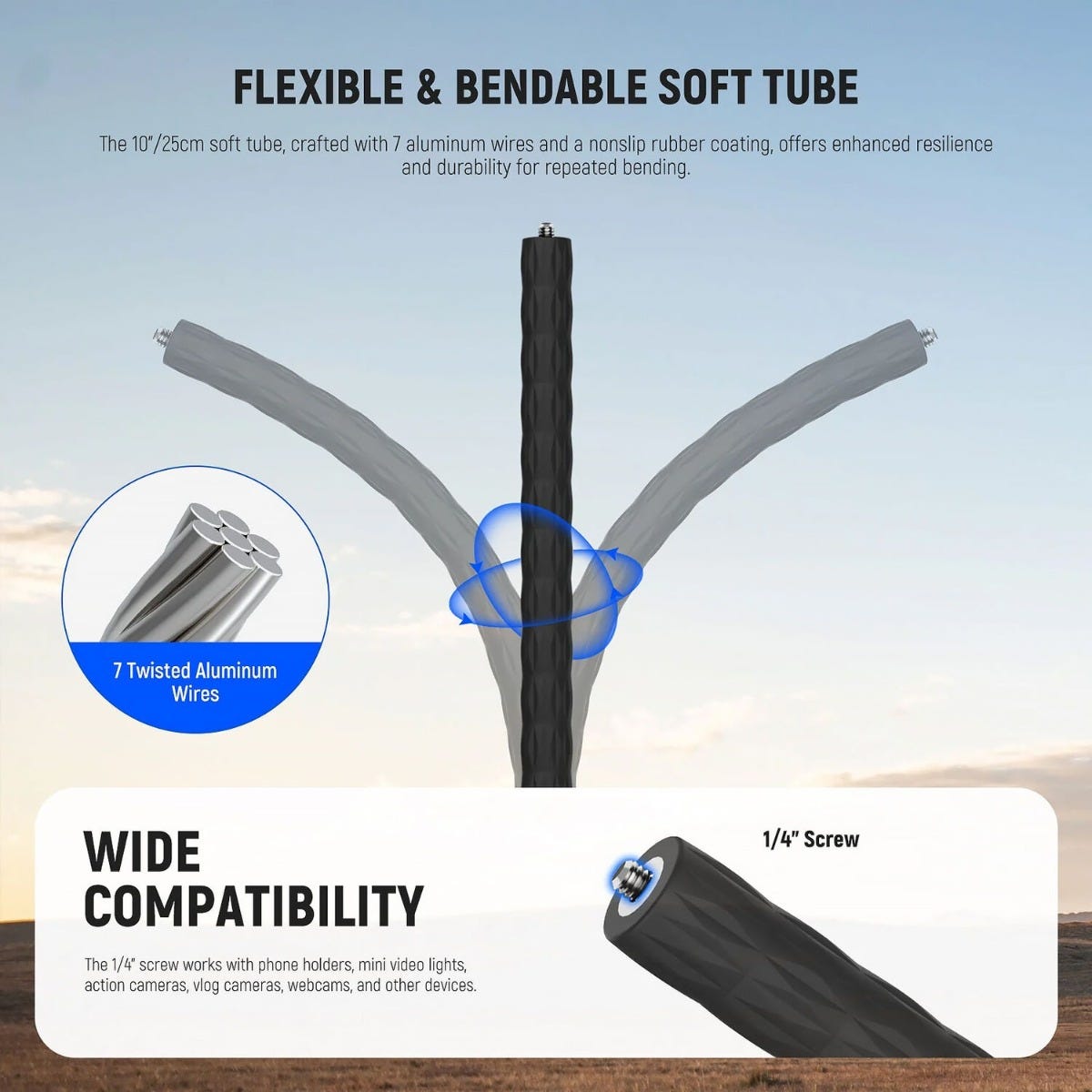 NEEWER GP-26 Flexible Action Camera Mount Kit with Super Clamp