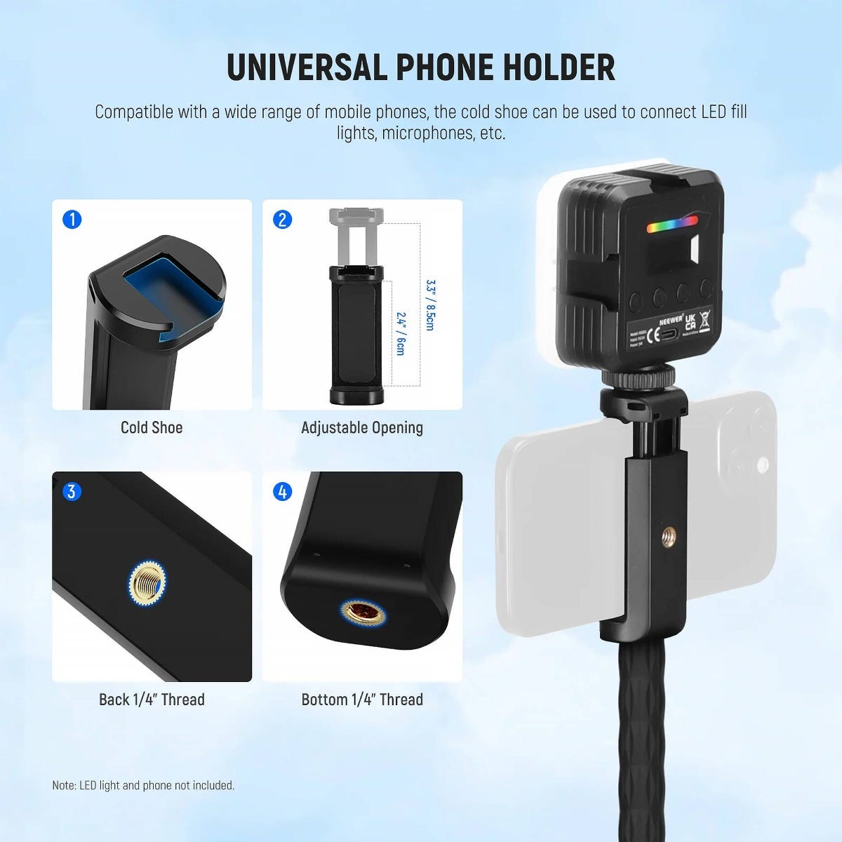 NEEWER GP-26 Flexible Action Camera Mount Kit with Super Clamp