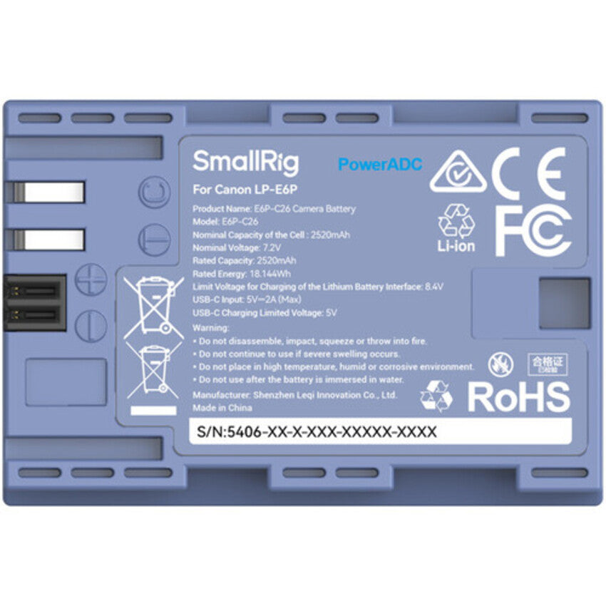 SmallRig Camera Battery for Canon LP-E6P 5406