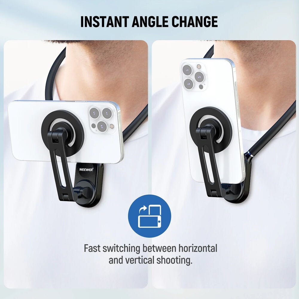NEEWER GP26 Flexible Action Camera Magnetic Neck Mount with Harness - Black