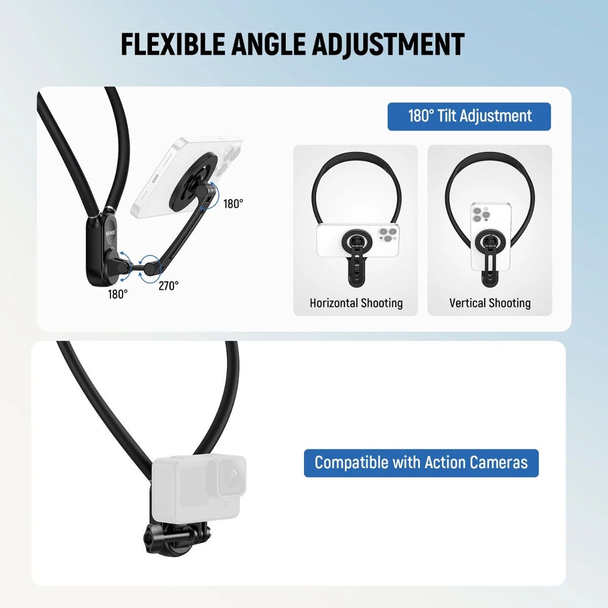 NEEWER GP-16 Flexible Action Camera Magnetic Neck Mount - Gray