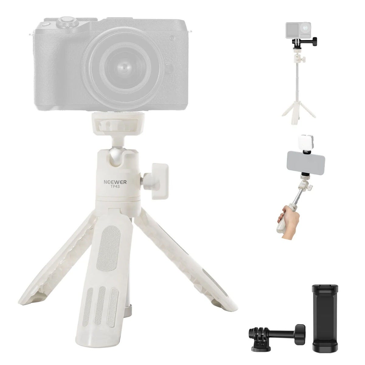 NEEWER TP43 Mini Desktop Tripod/Selfie Stick - White