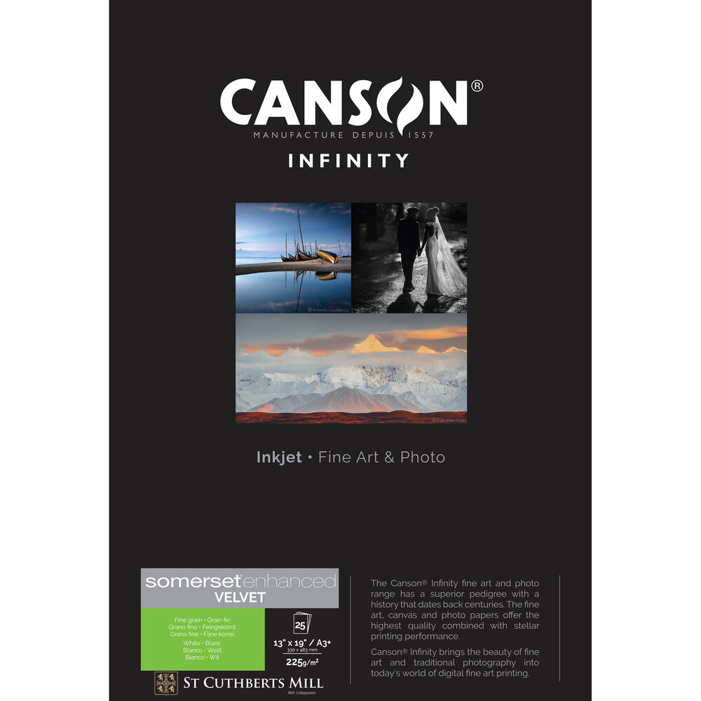 Canson Somerset Enhanced Velvet White 225GSM (A3+)