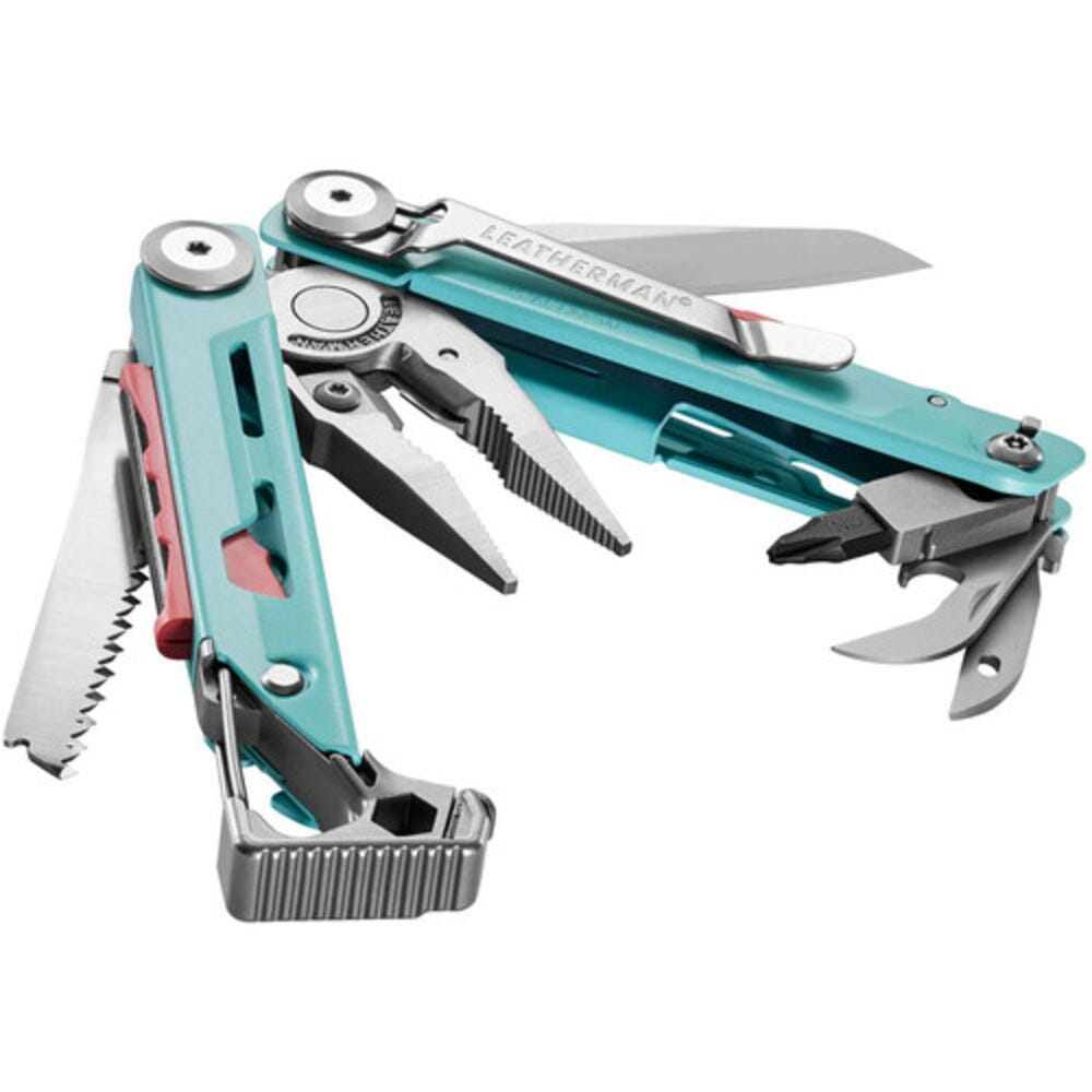 Leatherman Signal Camping Multi-Tool with Nylon Sheath - Aqua & Silver