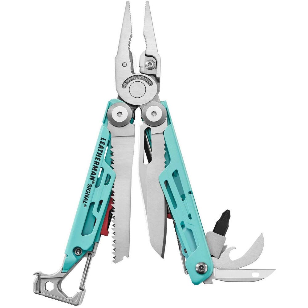 Leatherman Signal Camping Multi-Tool with Nylon Sheath - Aqua & Silver