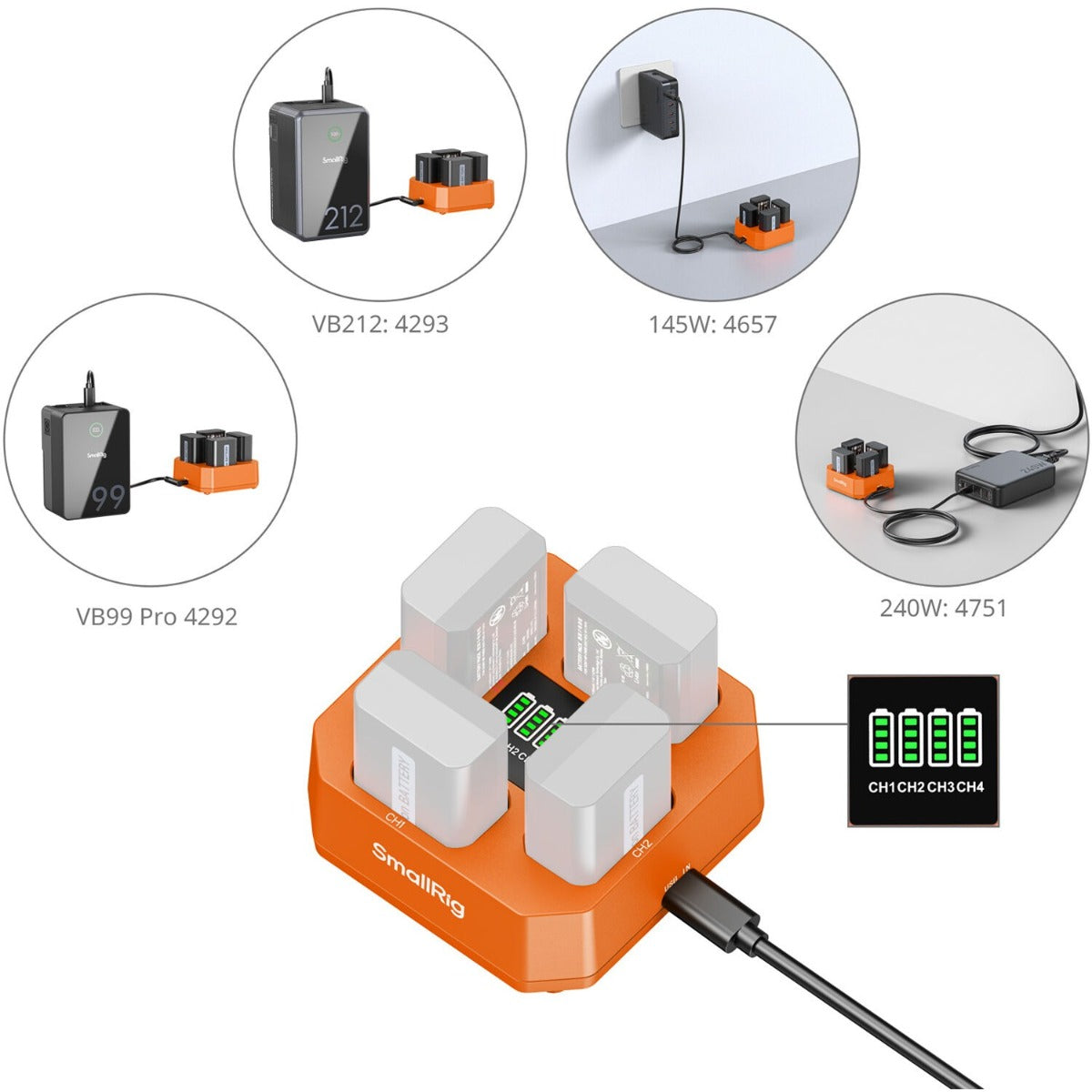 SmallRig Four-Channel Camera Battery Charger for NP-FW50 5749