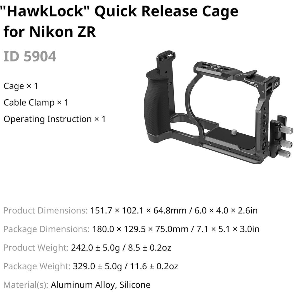 SmallRig "HawkLock" Quick Release Cage for Nikon ZR 5904