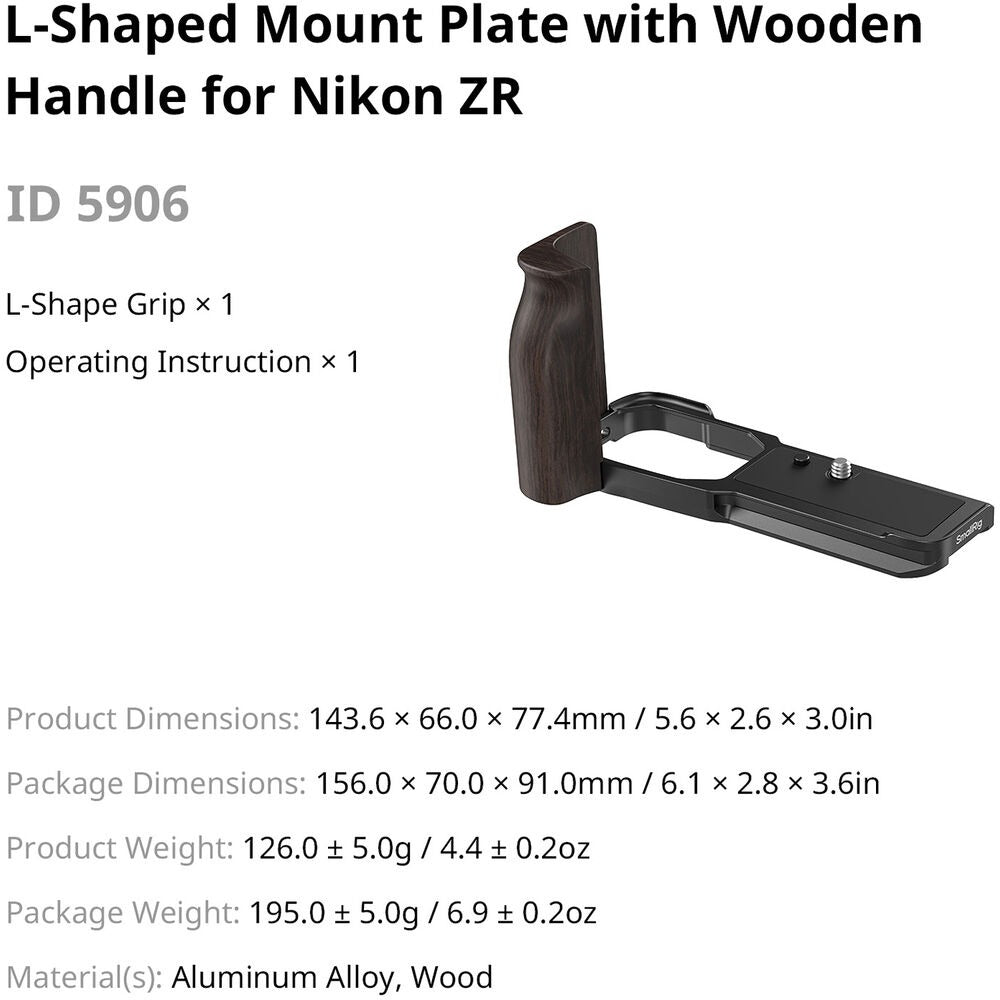 SmallRig L-Shaped Mount Plate with Wooden Handle for Nikon ZR 5906