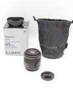 Used Panasonic Leica 45mm f2.8 DG Elmarit Macro Lens (MFT) S/N:XT5LG001133
