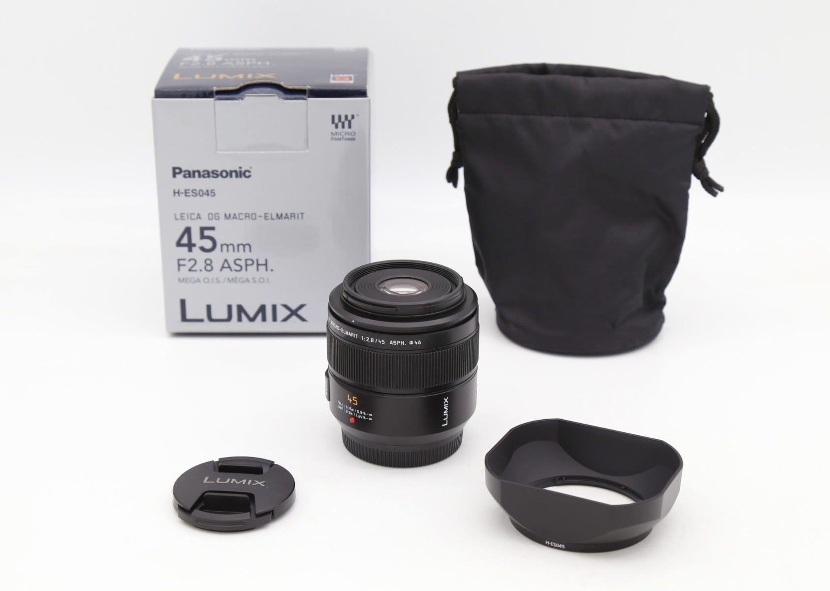 Used Panasonic Leica 45mm f2.8 DG Elmarit Macro MFT Lens S/N:XT2CN201043