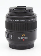 Used Panasonic Leica 45mm f2.8 DG Elmarit Macro MFT Lens S/N:XT2CN201043
