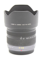 Used Panasonic Lumix  7-14mm f/4 G Vario ASPH Lens (MFT) S/N:SN6HH001247