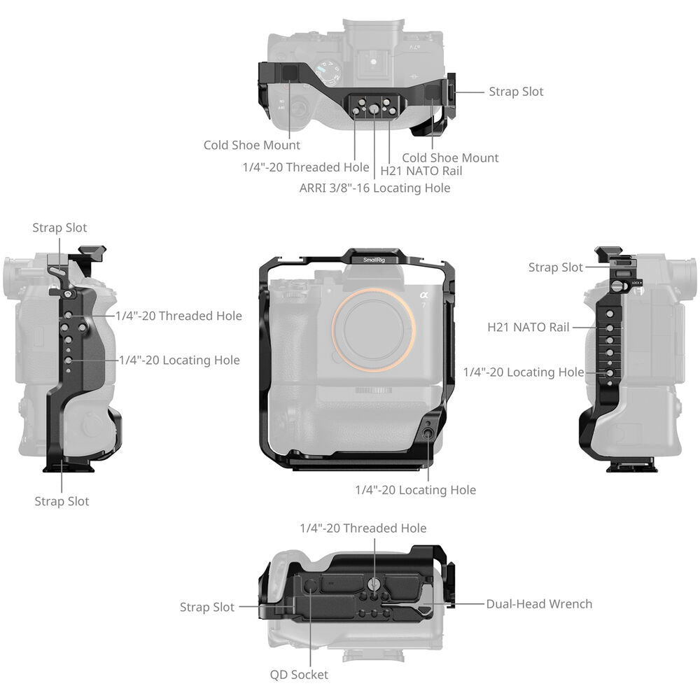 SmallRig Cage for Sony Alpha 7R V / 7 IV / 7S III / 1 / 7R IV / 7 V with Vertical Grip VG-C4EM 6114