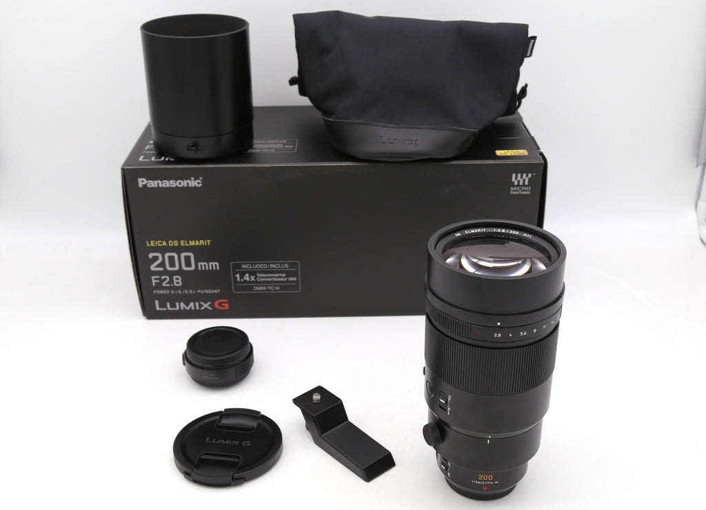 Used Panasonic Lumix Leica DG Elmarit 200mm f/2.8 Power OIS w. 1.4 Conv  S/N JF8CA101050