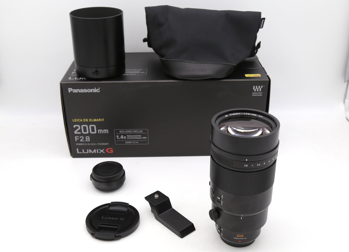 Used Panasonic Lumix Leica DG Elmarit 200mm f/2.8 Power OIS w. 1.4 Conv  S/N JF8CA101050