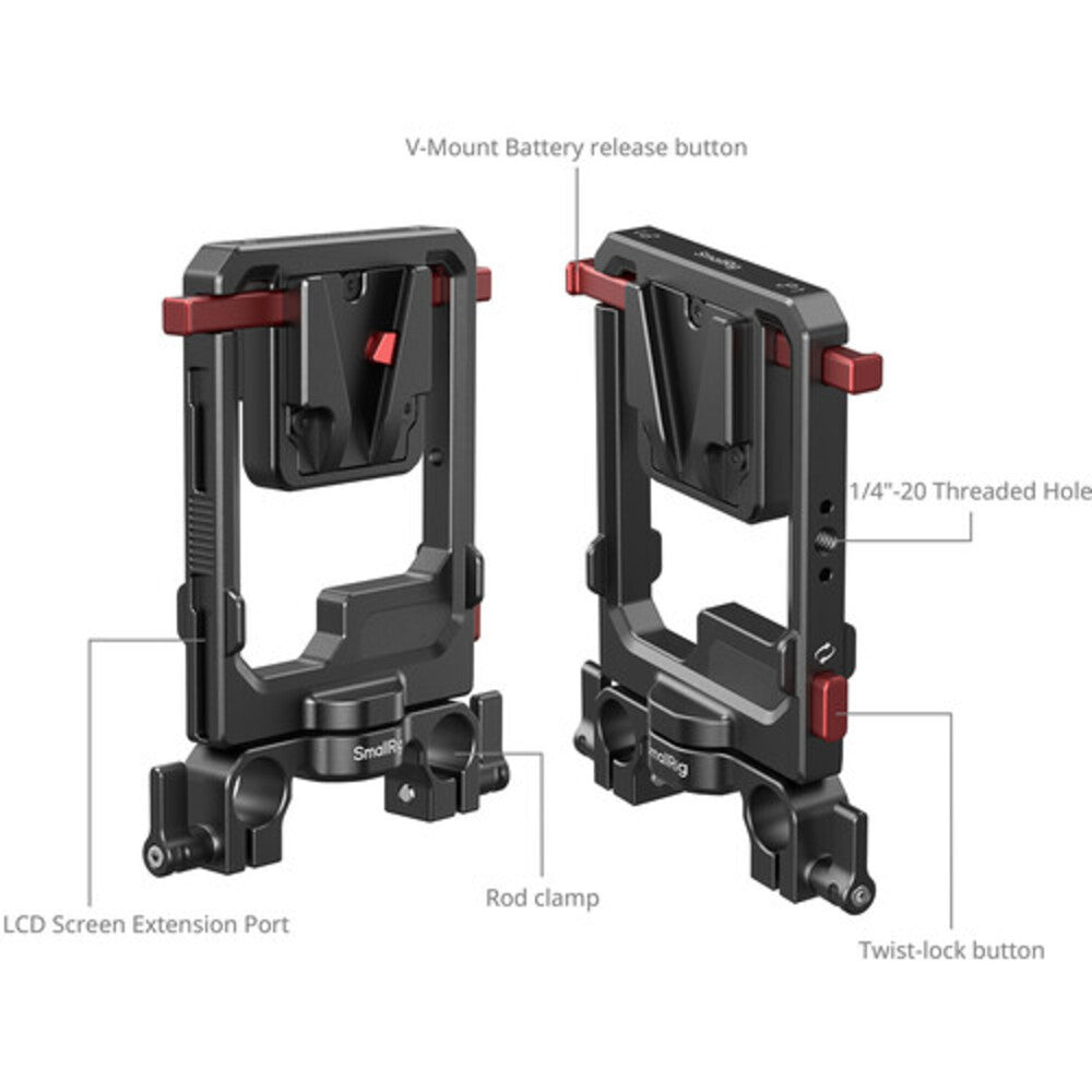 SmallRig Rotatable V-Mount Battery Plate with Dual V-Locks and 15mm Dual Rod Clamp 6273
