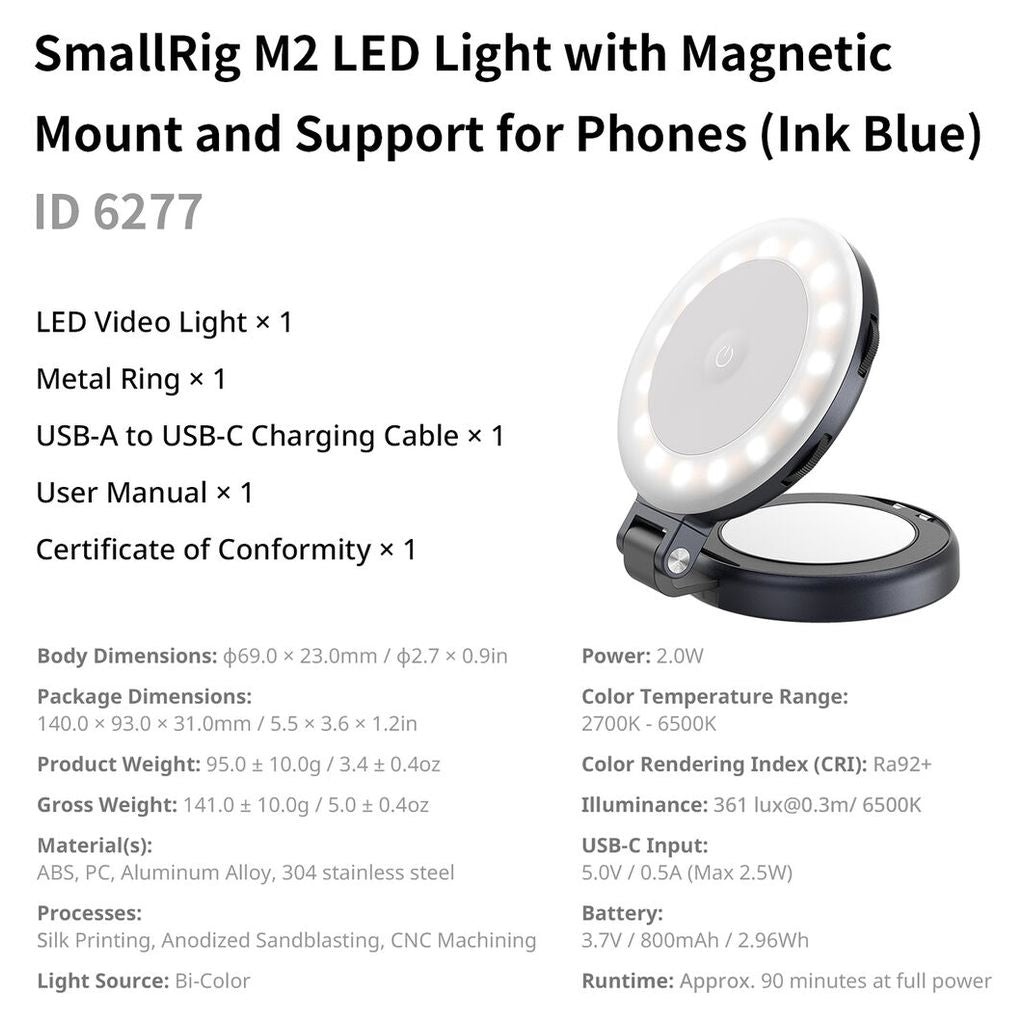 SmallRig M2 Attachable Mobile Phone LED Video Light (Ink Blue) 6277