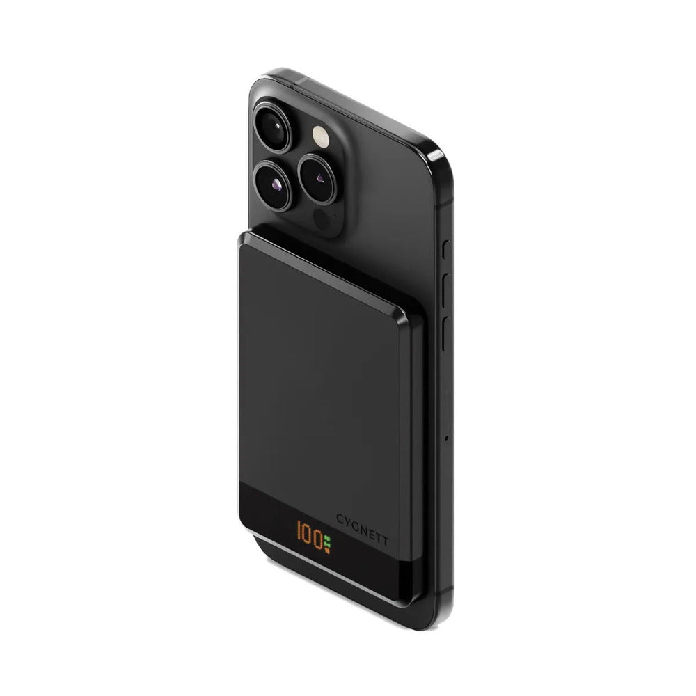 Open Box Cygnett MagSlim 5K Magnetic Wireless Power Bank -Black