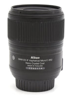 Used Nikon AF‑S 60mm f/2.8G ED Micro Nikkor Lens S/N 2295114
