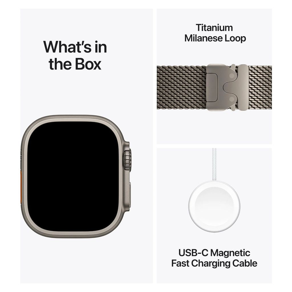 Apple Watch Ultra 4 49mm Natural Titanium Case GPS + Cellular Milanese Loop (S)