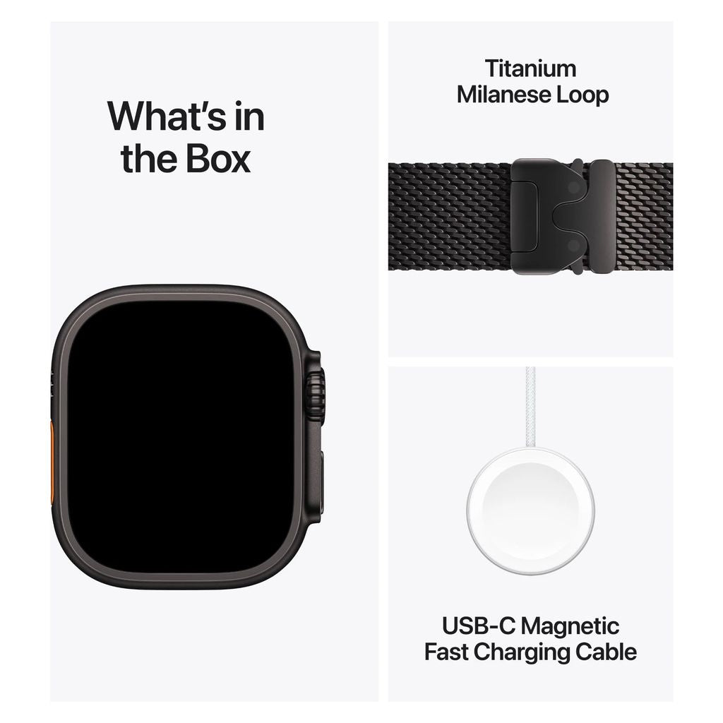Apple Watch Ultra 4 49mm Black Titanium Case GPS + Cellular Milanese Loop (S)