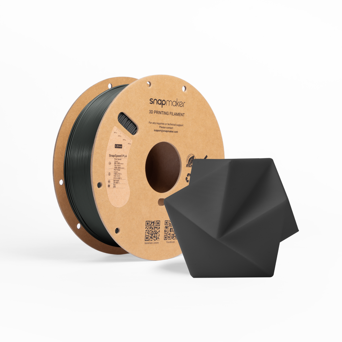 Snapmaker 1kg PETG HF Filament with RFID - Black