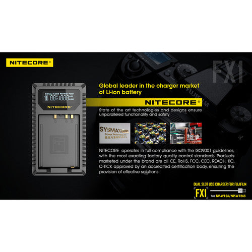Nitecore FX1 Fujifilm USB Dual Slot Charger for Fuji NP-W126S FUJI NP-W126NP