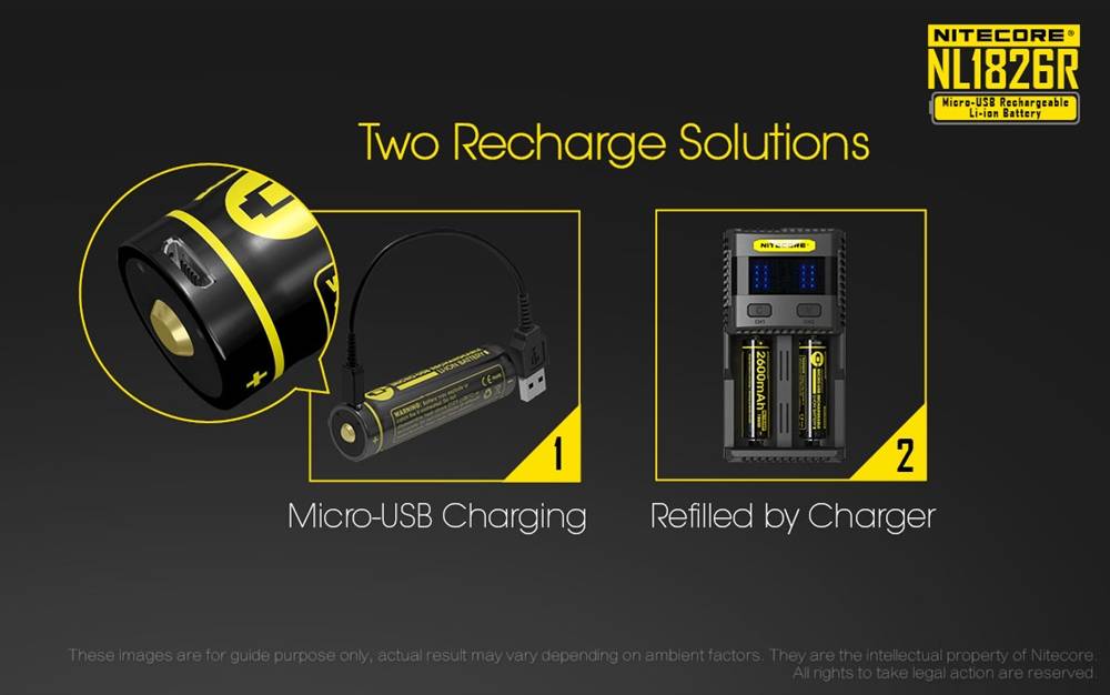 Nitecore 2600mAH Micor USB Rechargeable 18650 Battery