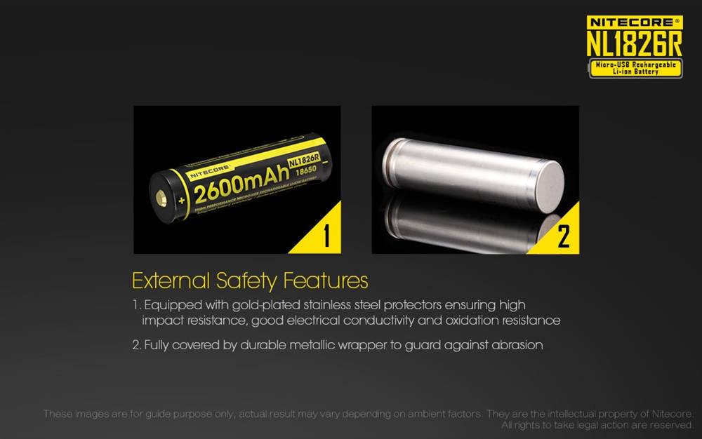 Nitecore 2600mAH Micor USB Rechargeable 18650 Battery