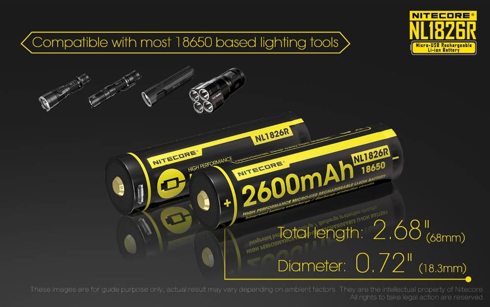 Nitecore 2600mAH Micor USB Rechargeable 18650 Battery