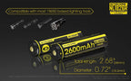 Nitecore 2600mAH Micor USB Rechargeable 18650 Battery