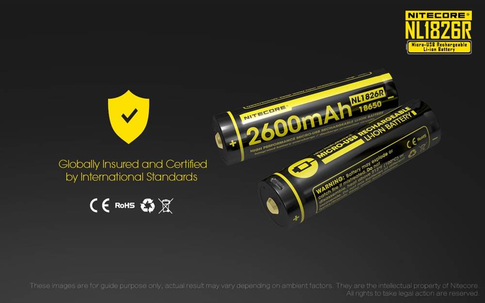 Nitecore 2600mAH Micor USB Rechargeable 18650 Battery
