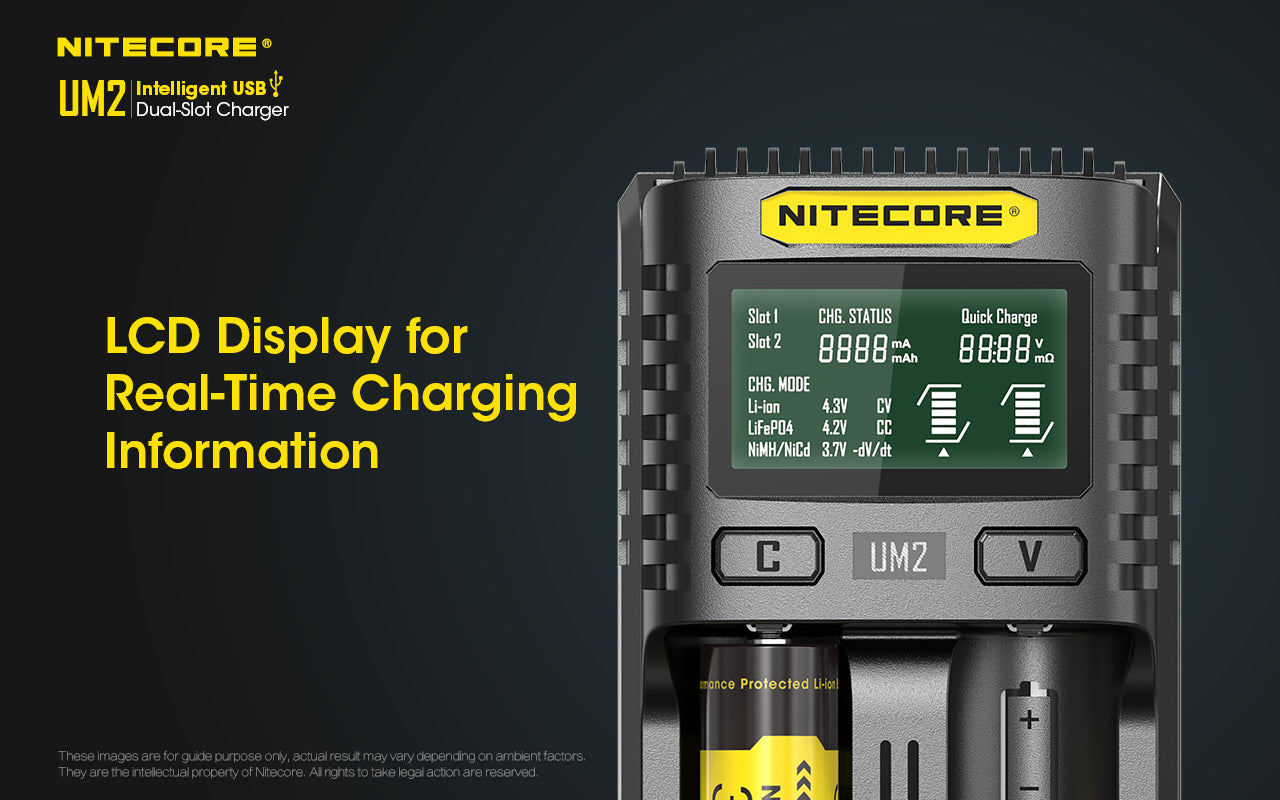 Nitecore UM2 Intelligent 2-slot battery USB smart charger