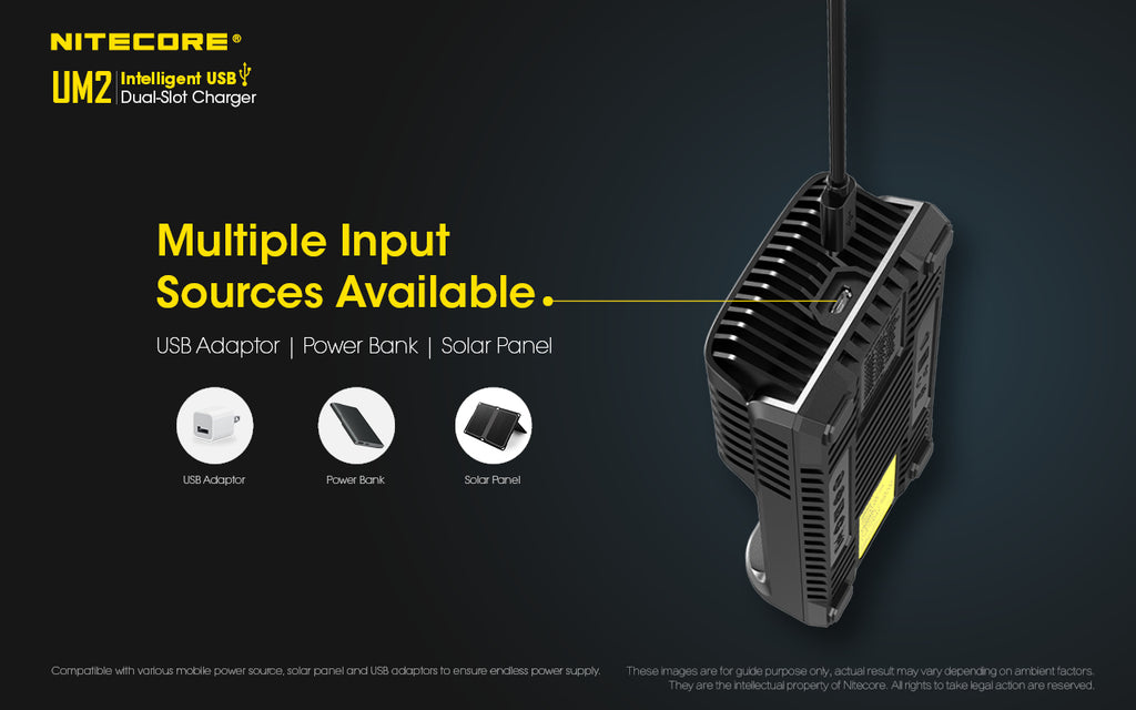 Nitecore UM2 Intelligent 2-slot battery USB smart charger