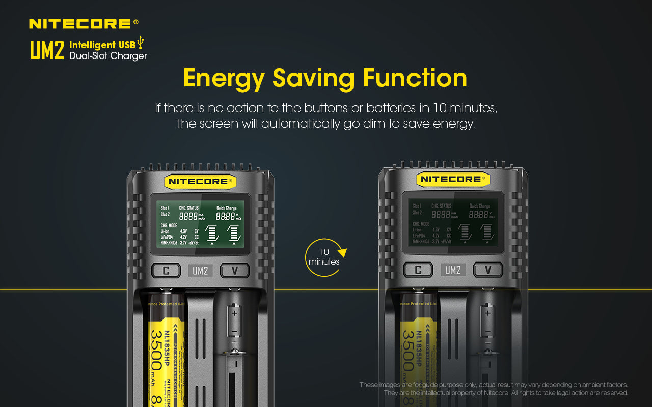 Nitecore UM2 Intelligent 2-slot battery USB smart charger